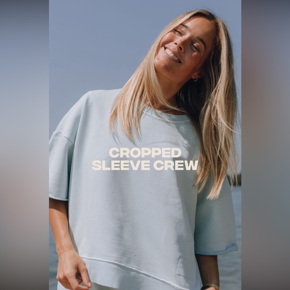 Daily Drills Light Blue Cropped Sleeve Crew